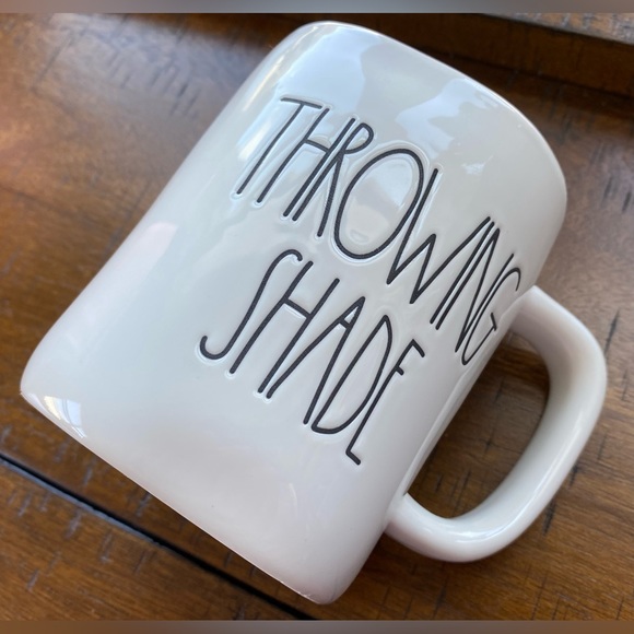 •NEW•Rae Dunn Double-Sided ‘Throwing Shade’ Ceramic Mug - 16oz - Picture 3 of 10